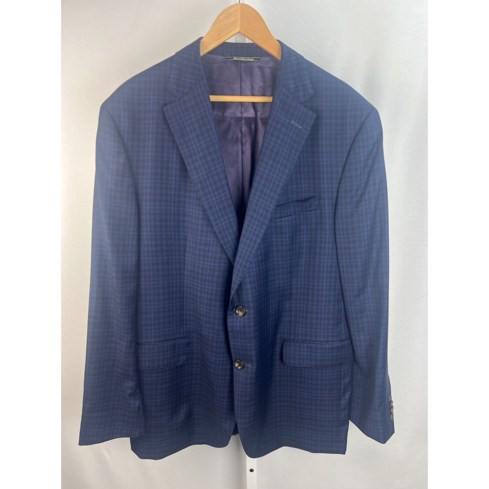Jack Victor 1913 Loro Piana Capolavoro Blue Check Wool Sport Coat Blazer Sz 46r